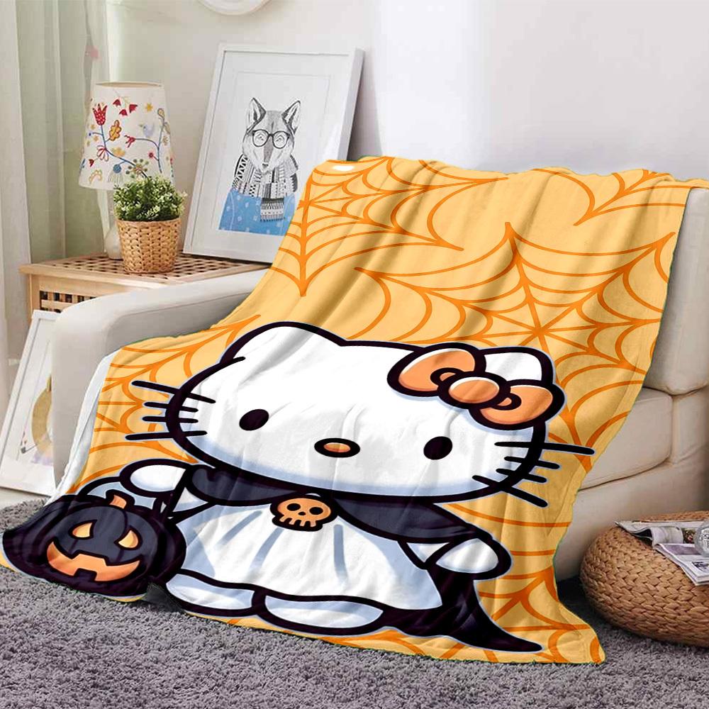 1 шт. Плед Хэллоуин Hello Kitty Легкий фланелевый плед для дивана, кровати, путешествий, кемпинга, гостиной, офиса, дивана, кресла