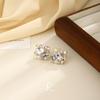 Retro light luxury silver needle colored zircon stud earrings heavy industry ice transparent crystal earrings handmade personalized high-end earrings
