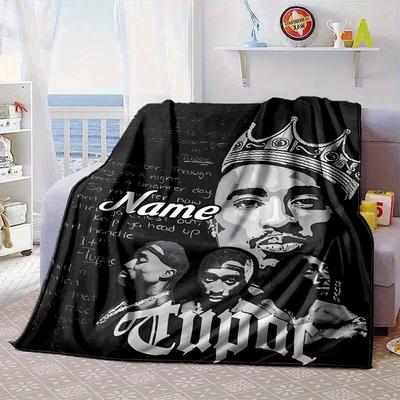 Custom Name Tribute Tupac's Legacy Blanket Bed Sofa Blanket Flannel Blanket for Camping, Hiking, Picnic Essentials,gift for Family and Friends