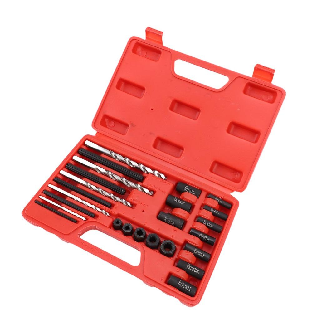 25PCS Universal Screw Extractor Set Red Plastic Storage Case Bolt Extractor Broken Screw Extraction