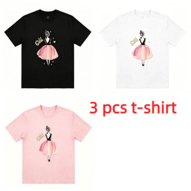 Fun The Girl Waiting Print Women's T-Shirts Summer Fashion Street Outdoor Casual T-shirt Tops for Men's and Women's Tees Top