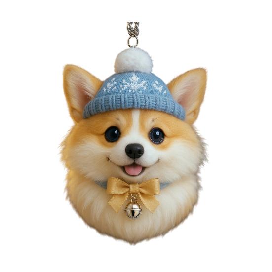 Зимнее акриловое украшение для подвешивания в виде кошки, Рождественская елка, Вязаная шапка, Котенок, Собака, Кролик, Ежик, Подвесное украшение, Подвеска в виде животного
