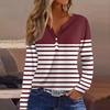 Women's T Shirt Tee Button Long Sleeve Daily Weekend Fashion Basic V- Neck Regular Top