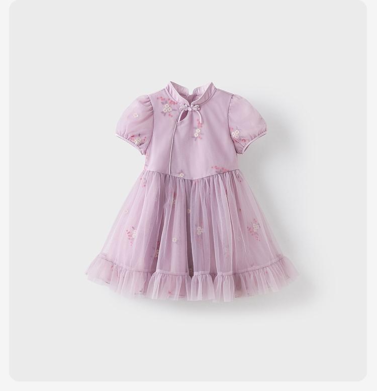 Davidella girls' dress, summer dress, children's national style mesh dress, mid size children's western-style dress