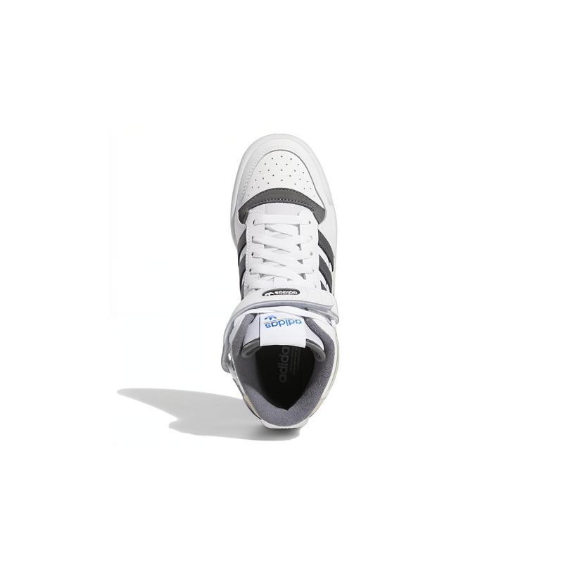 adidas Оригинальные FORUM Mid J Устойчивые к истиранию Высокие Детские Скейтбордические Кроссовки Бело-Серые Подростковые Сникеры GY7061