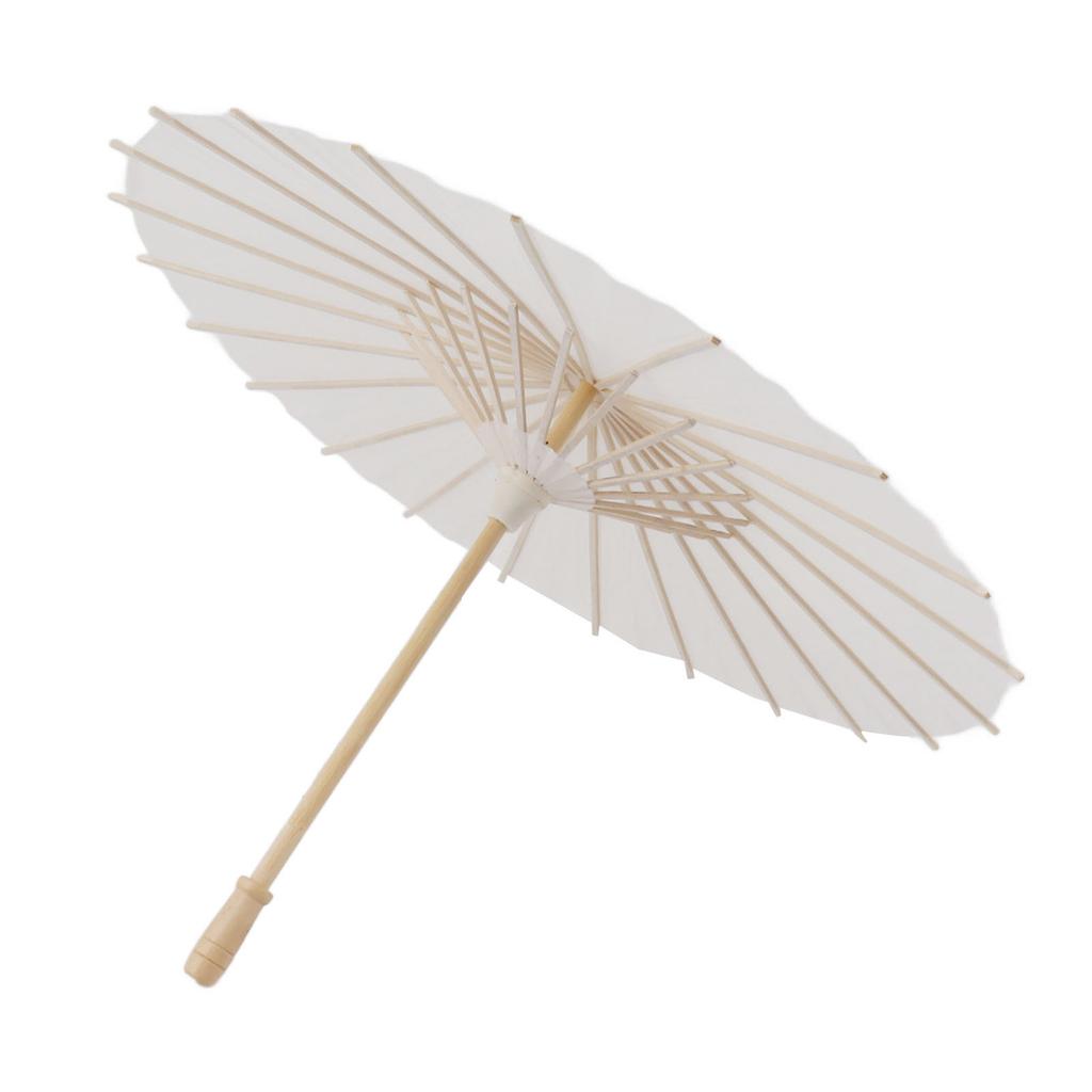 Kids Paper Parasol Bamboo and Paper Chinese Style Elegant White DIY Paper Umbrellas for Decoration