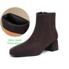 Krazing Pot 2026 Cow Suede Nubuck Winter Square Toe Chunky Heels Chelsea Fashion Boots Women Zip Retro Women Ankle Boots
