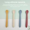 Ложка для еды, силиконовая ложка для кормления ребенка с длинной ручкой, термостойкая ложка с мягким наконечником для обучения младенцев для детей
