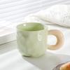 High Value Couple Cup with Lid Spoon Contrasting Color Hand Pinch Pattern Big Ear Ceramic Cup Office Home Coffee