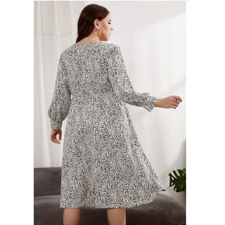 Autumn Fashion Elastic Waist Women Sexy & Club Print Plus Size A-line Ladies Dresses