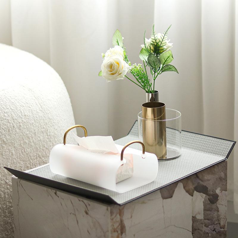 Художественный металлический кожаный плетеный узорный поднос креативные украшения поднос для хранения журнальный столик модель отеля украшение комнаты