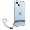 Etui do iPhone 13 Guess Translucent z paskiem Niebieskie
