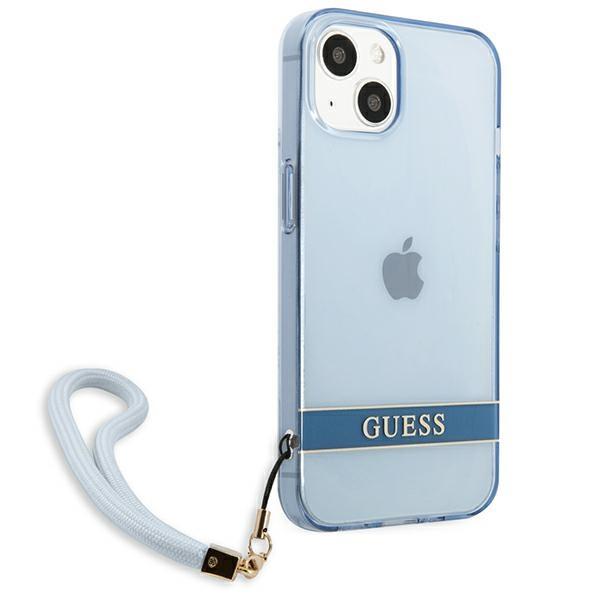 Etui do iPhone 13 Guess Translucent z paskiem Niebieskie