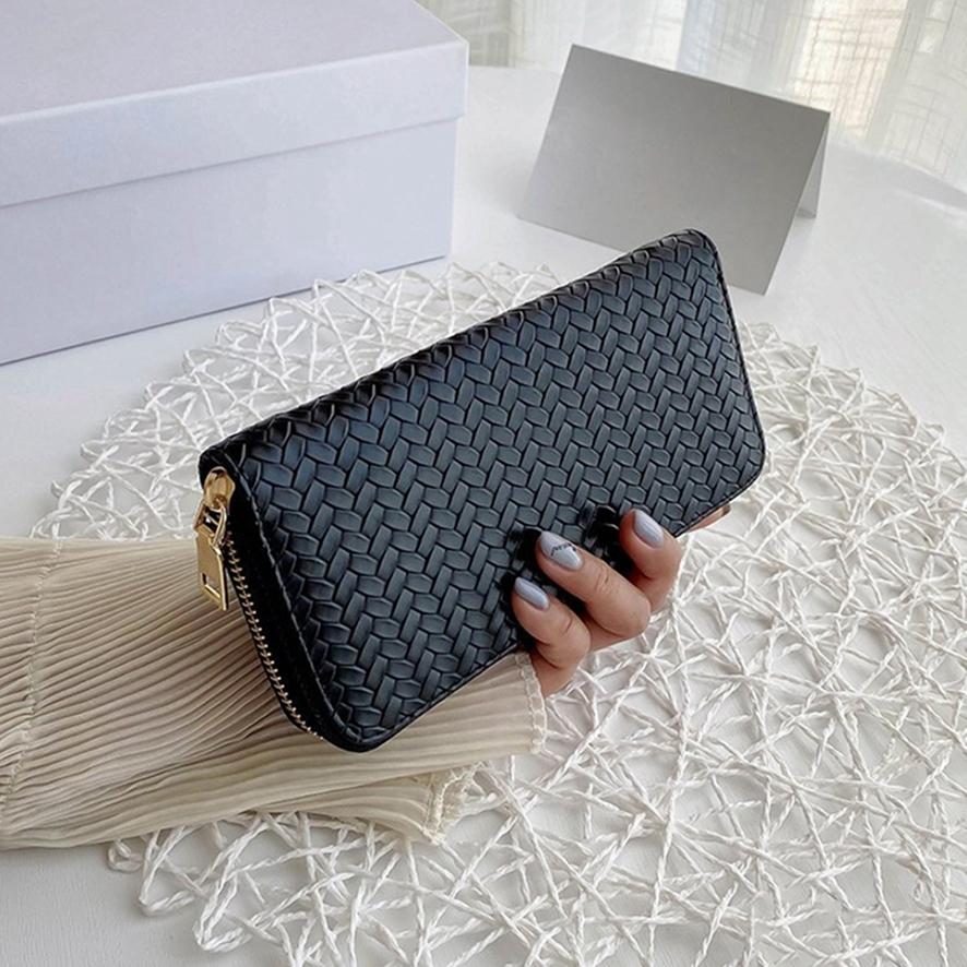 Ladies Fashion Simple Mid-length Zipper Woven Wallet Clutch Purse KTB