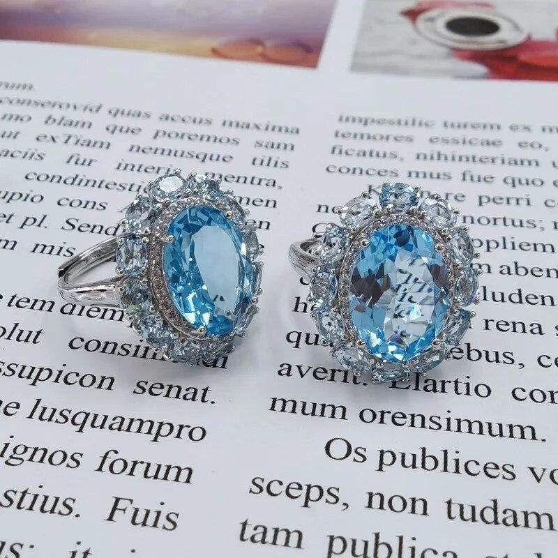 Sace Gems 925 Sterling Silver Sky Blue Topaz Gemstone Rings for Women Engagement Cocktail Party Fine Jewelry