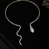 Fashion Jewelry Crystal Snake Necklace Round-shaped Snake Choker Pendant  Party Evening Dress