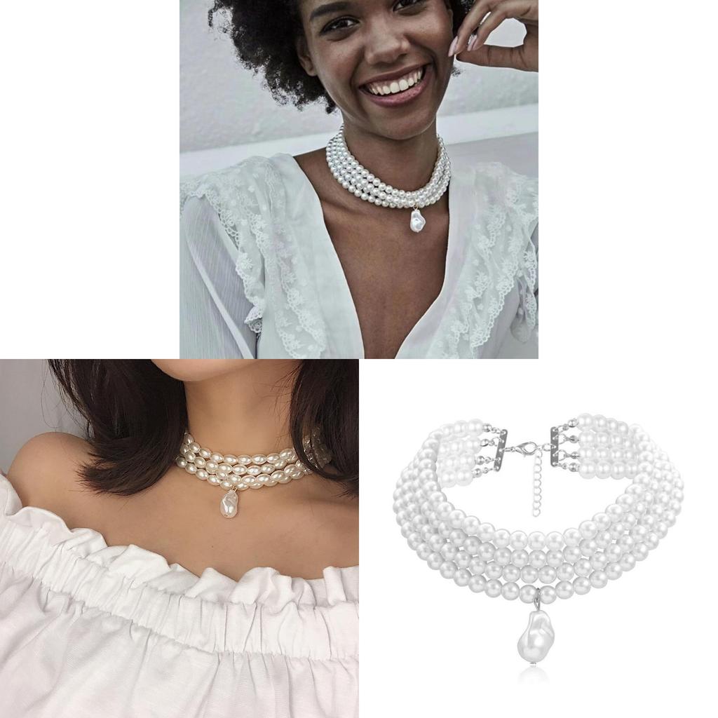 Minimalist Pearl Pendant Necklace Handcrafted Multilayer Geometric Jewelry For Ladies