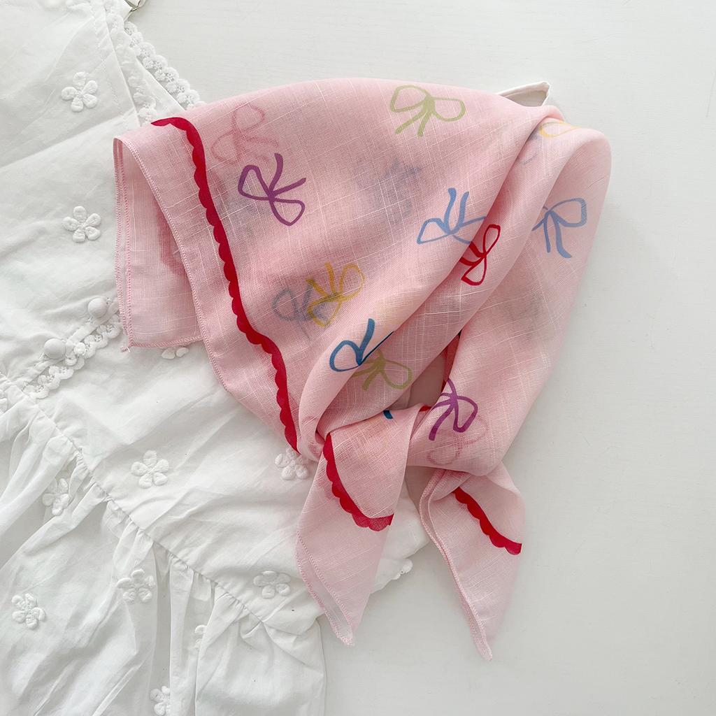 Retro Countryside Small Square Scarf French Artistic Cotton And Linen Scarf Women'S Spring And Autumn Summer Sun Shading And Sun Protection Headscarf