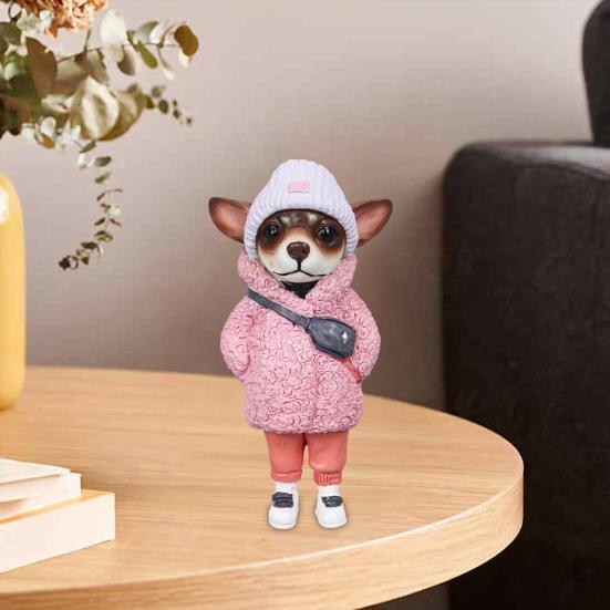 Yousheng 1/4Pcs Dog Figurines Doll Halloween Resin Ornament Standing Puppy Toy Outdoor Decor Fairy Garden Accessories