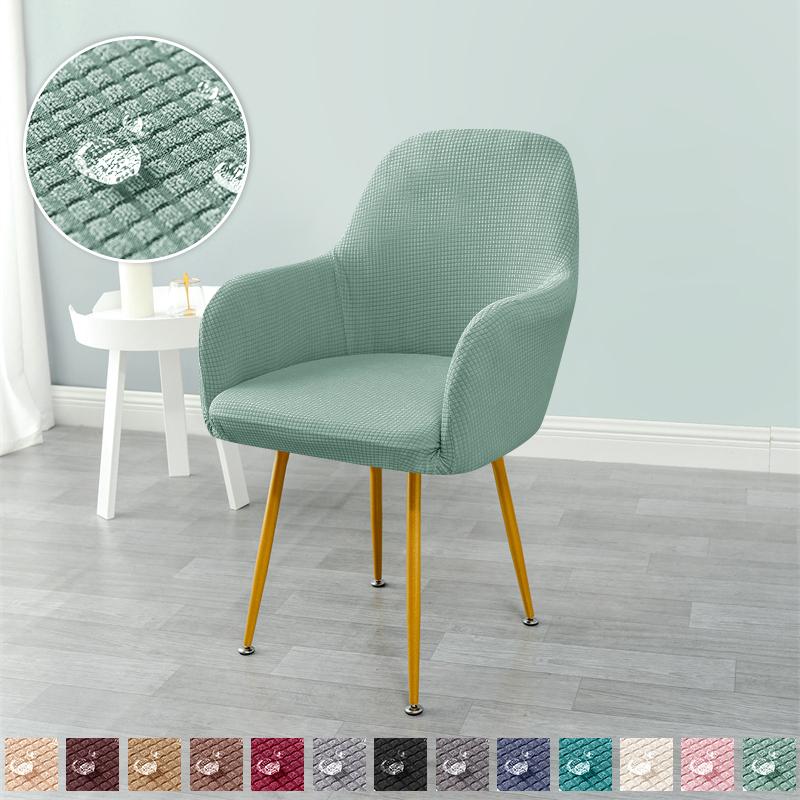 Water Repellent Polar Fleece High Arm Chair Cover Elastic Arc Dining Seat Covers Nordic Solid Color Office Study Chair Slipcover