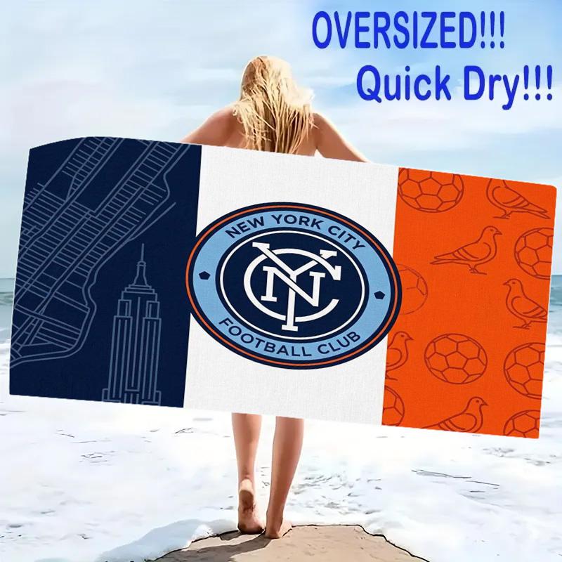 New York City FC Logo Print Beach Towel, Large Soft Quick Dry Towel for Beach Camping Swimming