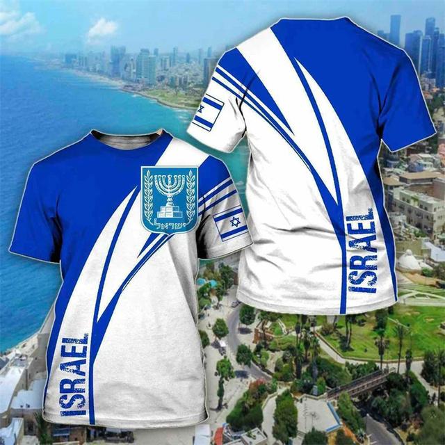 Israel Flag Men's T-shirt 3D Printed Israelis National Emblem Tops Short Sleeve O-Neck Oversized Sports Tee Shirt Clothing