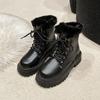 Fashion Snow Boots for Women Female Shoes Winter Footwear Boots-Women Plush Round Toe Flat Heel Leather Lolita Ladies Med 2024 Fur