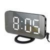 Digital Led Mirror Alarm Clock 2 Ports Usb Charger Snooze Function Adjustable Brightness Led Table