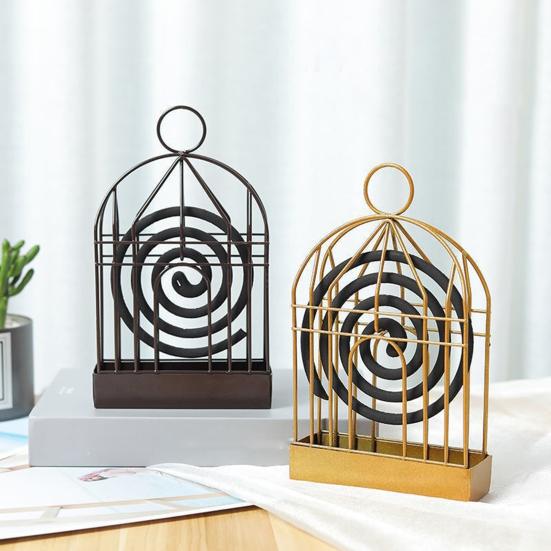 Подставка-держатель для благовоний в виде птичьей клетки с поддоном для сбора пепла, отпугиватель, подвеска-держатель для спиральных благовоний, портативная декоративная курильница для благовоний