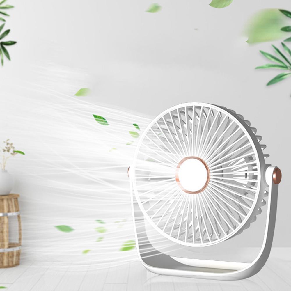 6 Inch USB Charging Desk Fan Quiet Three Blades Portable Table Fan with Night Light