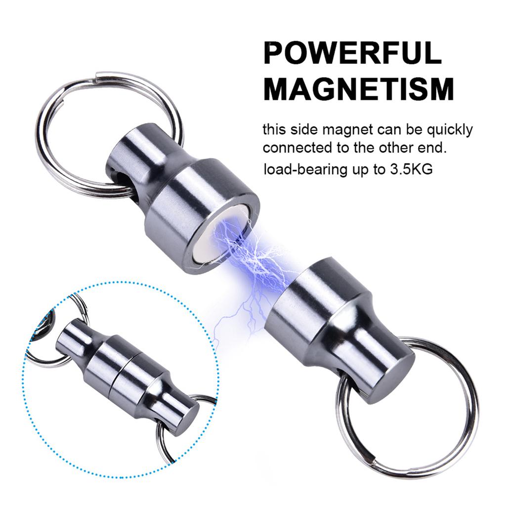Magnet Buckle Fly Fishing Magnetic Net Release Clip Hanging Holder Lanyard Clip(Double, Silver)
