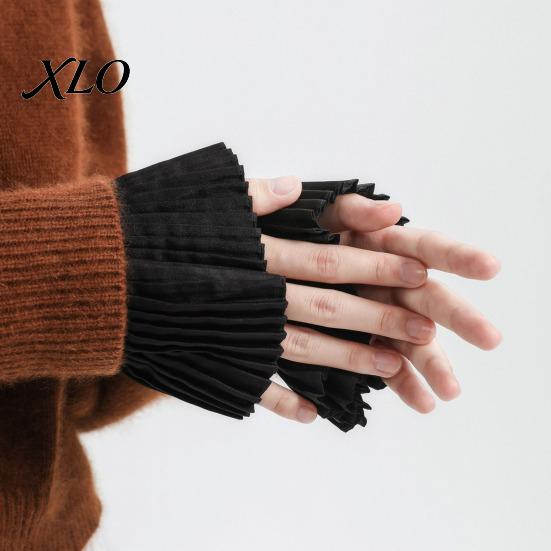 False Sleeves for Sweaters Pleated Fake Sleeve Cuffs Women, French Style Detachable Adjustable Elastic Wrist Extenders with Buttons, And Sweatshirts