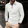 New European and American Men's Collar Fashion Solid Color Waffle Long Sleeved Men's T-shirt POLO