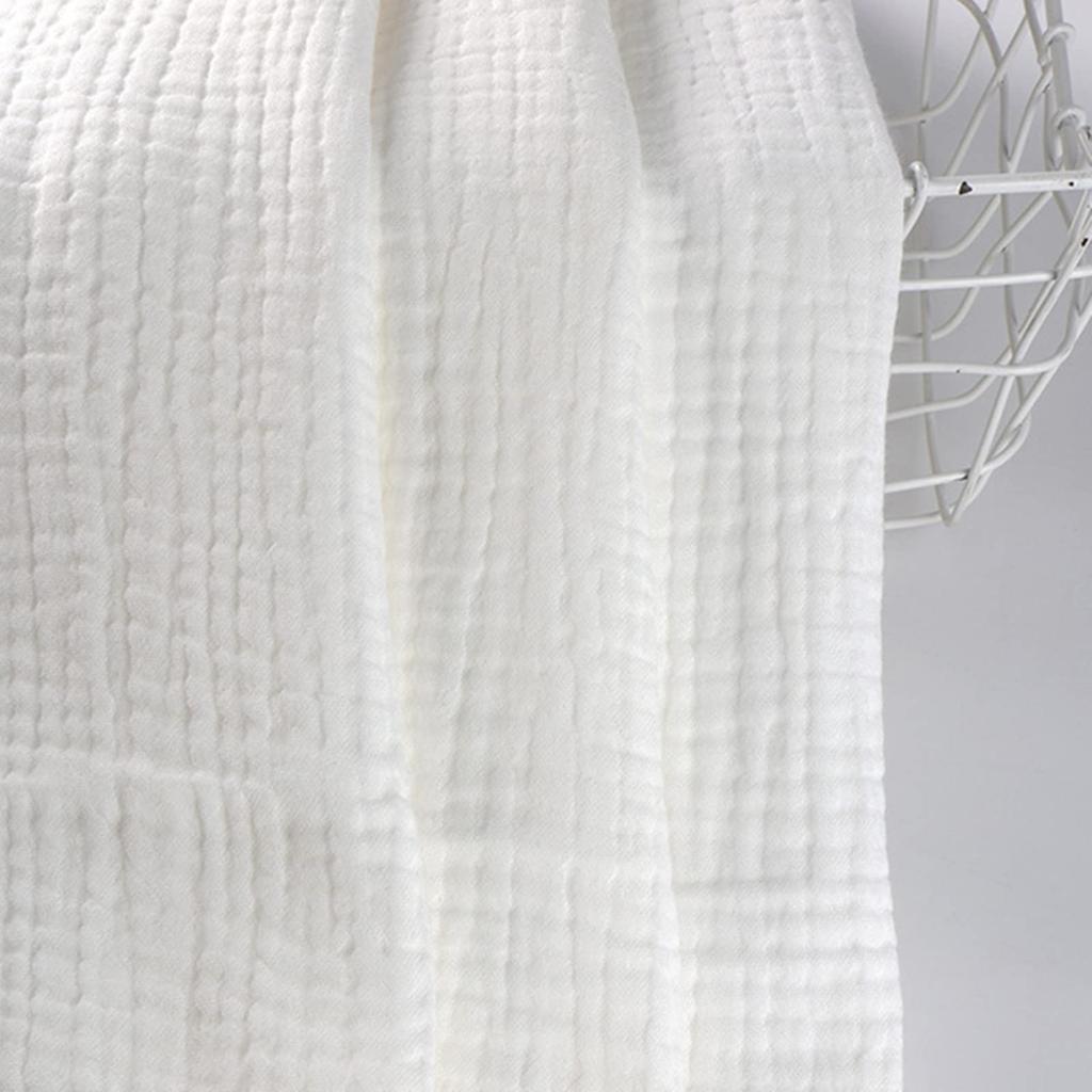 KINOKINO Double Gauze Solid Fluffy 135cm 2m Fabric, Color, Cotton, Handmade, (White, Approx. Wide, Approx. Long)