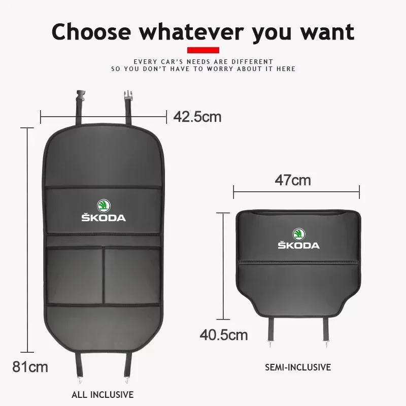BATI3 Car Seat Anti-Kick Pad Back Anti-Dirt Protector Cover For Skoda Kodiaq Kamiq Karoq Fabia Yeti Octavia Rapid Scala Enyaq Superb