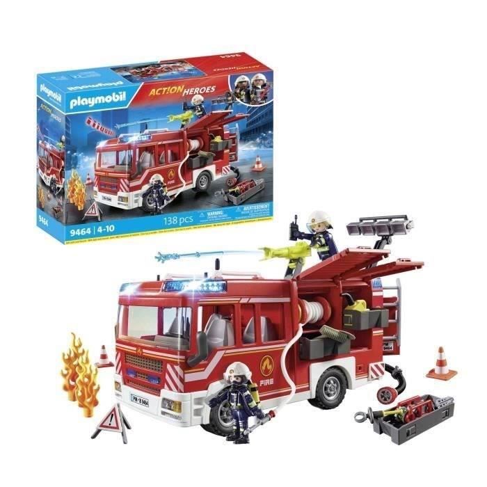 PLAYMOBIL 9464 Yellow Fire Department Intervention Van with Functional Water Cannon - City Action