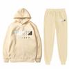 Men's And Women's Plush Long Sleeve Pants Loose Hoodie Embroidered Printed Hoodie Set