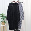 Autumn New Long Knee Pocket Sweater Jacket Lazy Wind Rhombus Design Temperament Knitted Cardigan Women