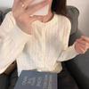Ретро косы осень и зима новый вязаный кардиган женский с круглым вырезом короткий базовый универсальный и тонкий свитер-жакет женский
