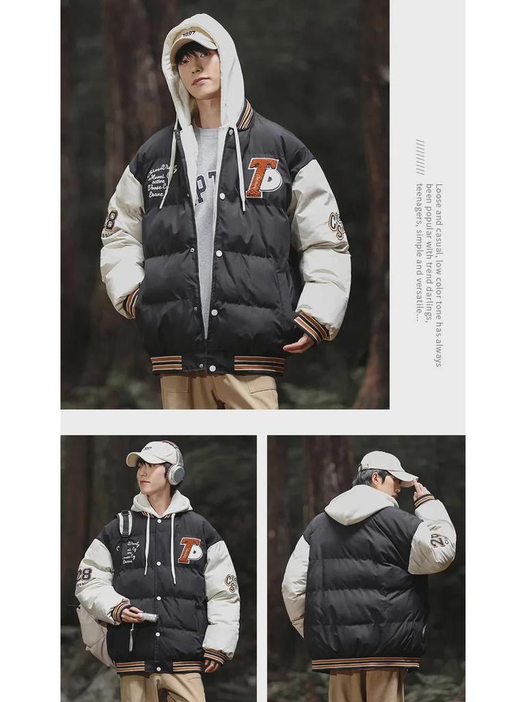 Мужская зимняя куртка из овчины с подкладкой из бархата и капюшоном — модный свободный крой и повседневный стиль