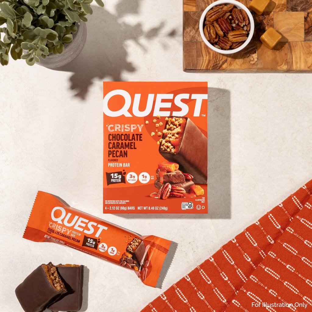 Quest Nutrition, Hero Protein Bar, Crispy Chocolate Caramel Pecan Flavor, 4 Bars, 60g (2.12oz) each