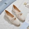 Mary Jane Flat-bottomed Student Shallow Mouth Pearl Spring New Women's Single Shoes with Skirts Versatile Gentle Lady Beanie Shoes
