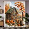 2 шт. HD Harvest Festival Small House Maple Leaf Pumpkin декоративная занавеска Желтая завязка цифровая печать занавеска украшение для дома