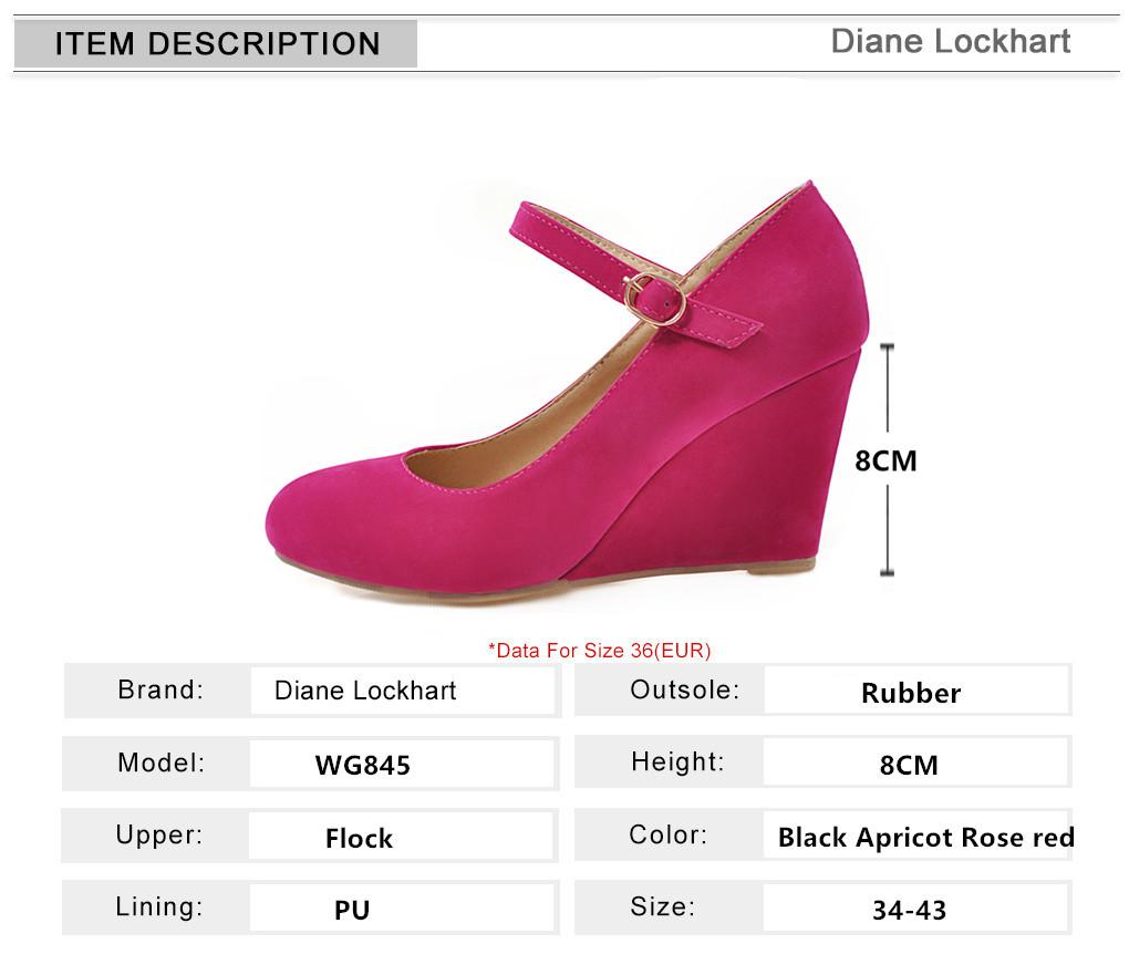 Fashion Classic High Heels Pumps Female Spring Casual Ankle Straps Flock Black Rose Red Wedge Wedding Office Shoes Woman Large Size34-43