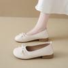 French Thick Heel Woven Single Shoes Women's 2025 Autumn and Summer New Bow with Skirt One Pedal Soft-soled Beanie Shoes