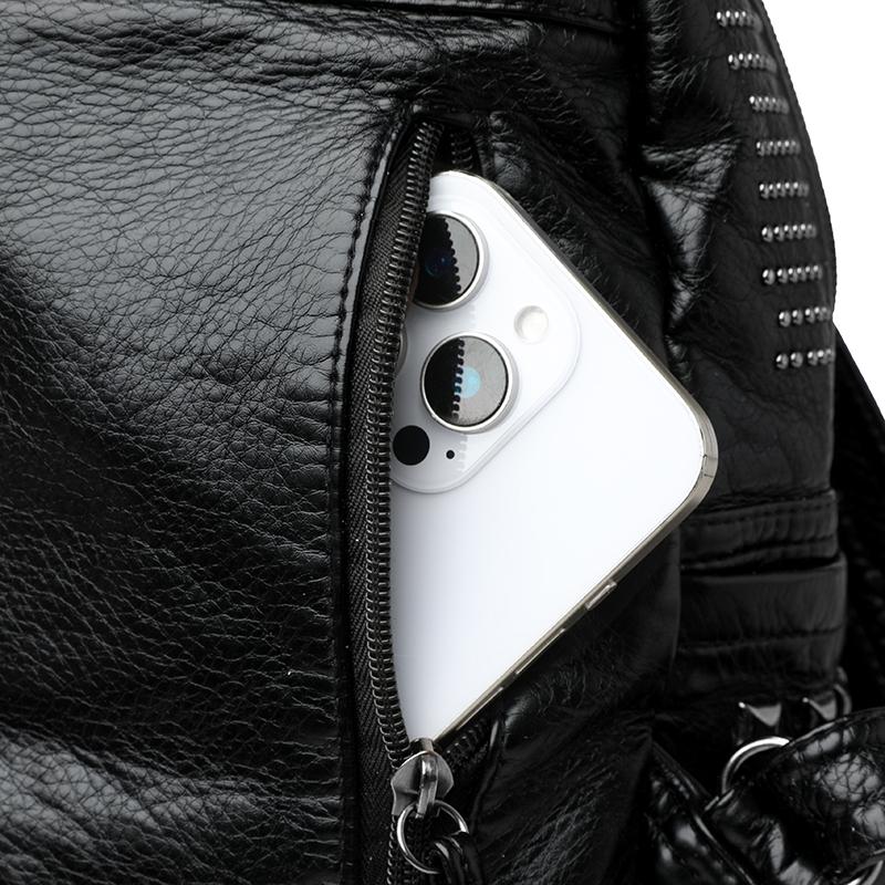 Рюкзак с заклепками Модный рюкзак в стиле панк для женщин Повседневный легкий рюкзак с деталями-шипами для ежедневных поездок, школы и путешествий