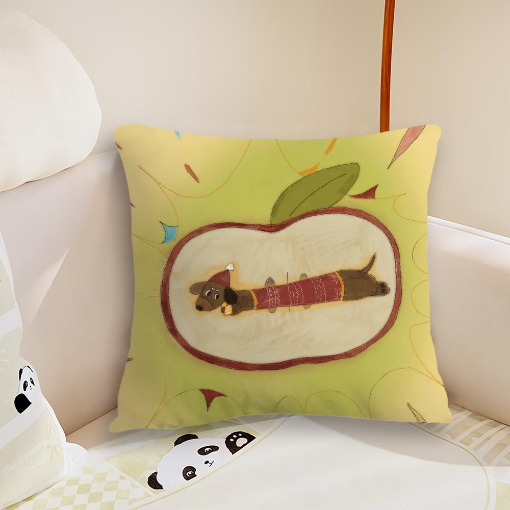 Cute dachshund cushion cover Pillow Case Plush Fabric Soft Double Sided Print Sofa Cushion Cover Throw Pillow Covers