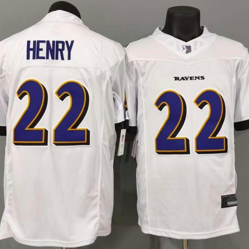 Baltimore Ravens 22 Lamar Jackson White Short Sleeve Football Jersey T-Shirt Men Casual Sportswear