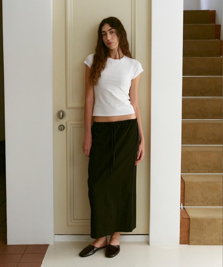 38 Come On Common Straight Long Banding Skirts (Black)