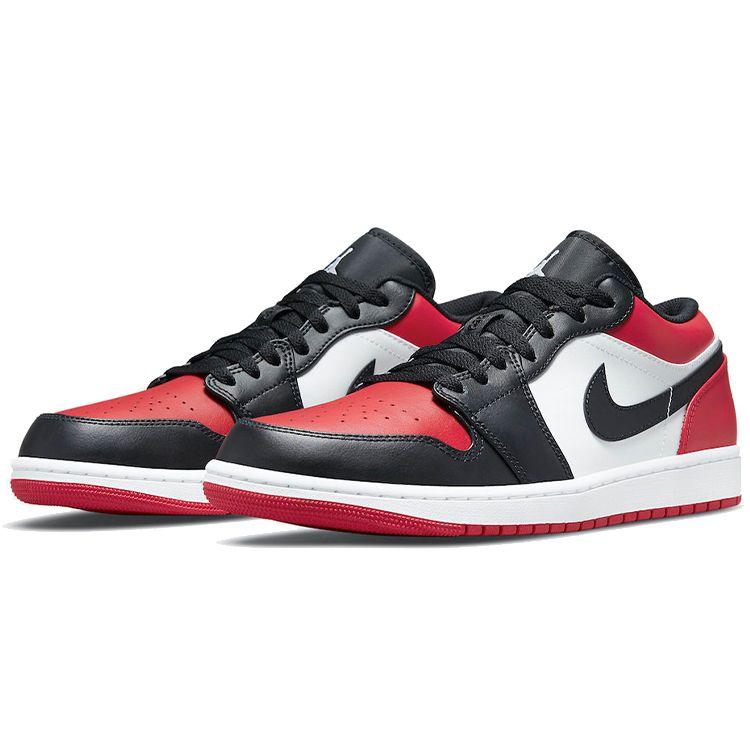 Мужские кроссовки Air Jordan 1 Low Bred Toe Gym-Red Black White 553558-612